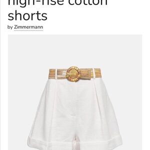 Zimmermann Cream High-Waist Shorts size 2 (M)